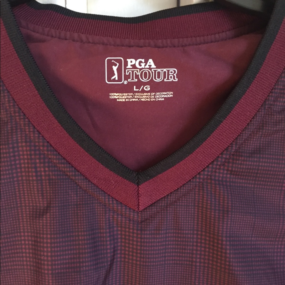 Men’s PGA Golf Pullover-Maroon w/Pattern -LG